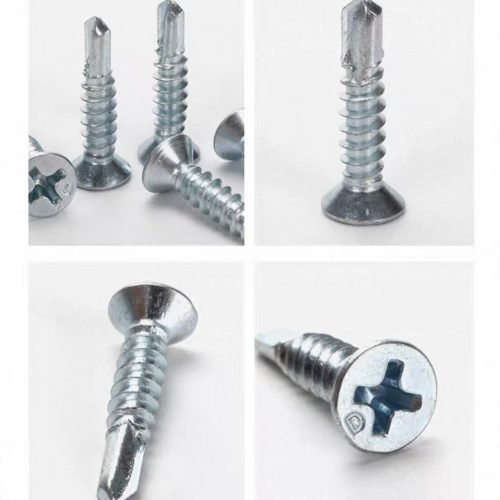 Carbon steel countersunk drill screw
